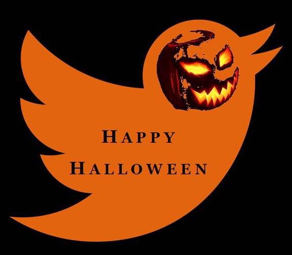 x Orange Twitter Bird - Happy Halloween with Jack o Lantern