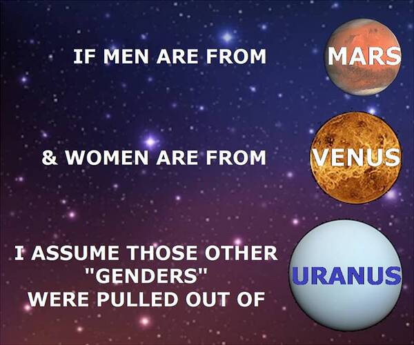 If Men are from Mars and Women are from Venus -- other Genders are from Uranus