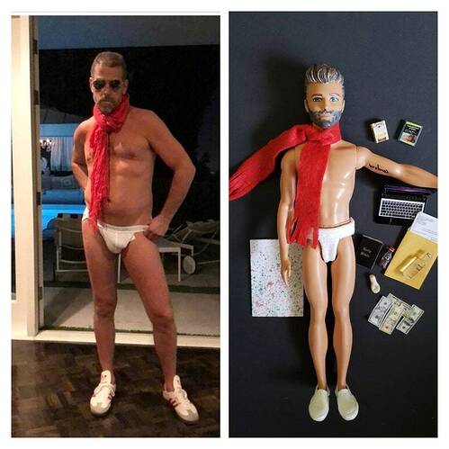Hunter Biden photo in sunglasses and underpants - and doll from Etsy page